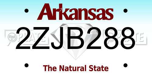 2ZJB288 Arkansas License Plate
