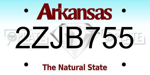 2ZJB755 Arkansas License Plate