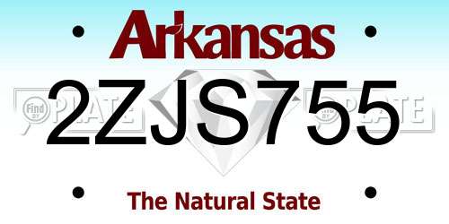 2ZJS755 Arkansas License Plate