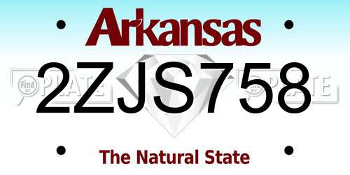 2ZJS758 Arkansas License Plate