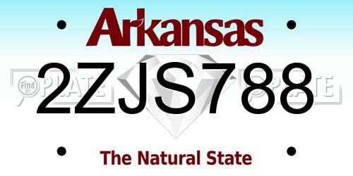 2ZJS788 Arkansas License Plate
