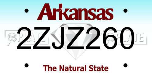 2ZJZ260 Arkansas License Plate