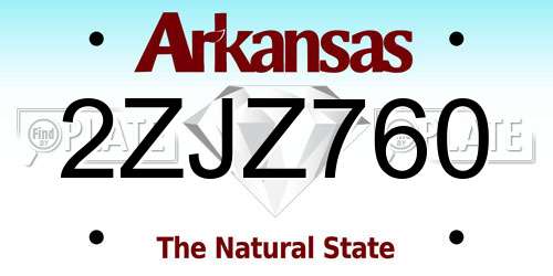 2ZJZ760 Arkansas License Plate