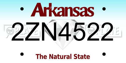 2ZN4522 Arkansas License Plate