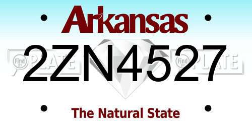 2ZN4527 Arkansas License Plate