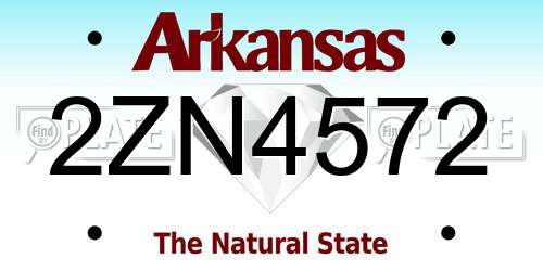 2ZN4572 Arkansas License Plate