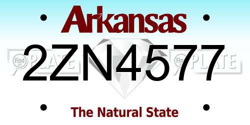 2ZN4577 Arkansas License Plate
