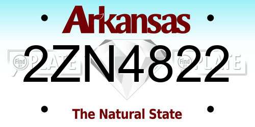 2ZN4822 Arkansas License Plate