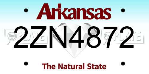 2ZN4872 Arkansas License Plate