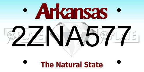 2ZNA577 Arkansas License Plate