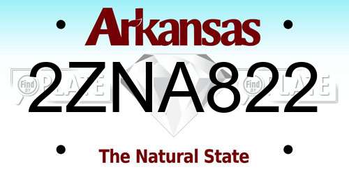 2ZNA822 Arkansas License Plate