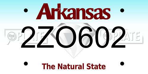 2ZO602 Arkansas License Plate