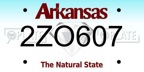 2ZO607 Arkansas License Plate