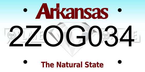 2ZOG034 Arkansas License Plate
