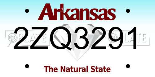 2ZQ3291 Arkansas License Plate