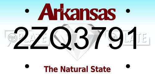 2ZQ3791 Arkansas License Plate