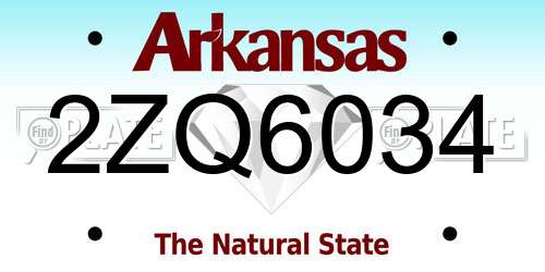 2ZQ6034 Arkansas License Plate