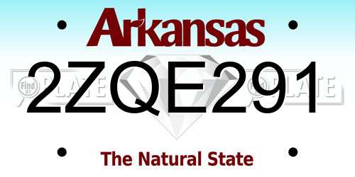 2ZQE291 Arkansas License Plate