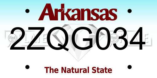 2ZQG034 Arkansas License Plate