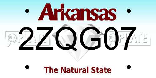 2ZQG07 Arkansas License Plate