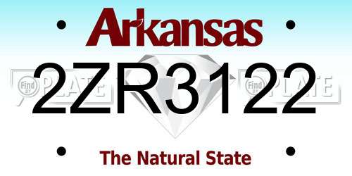 2ZR3122 Arkansas License Plate