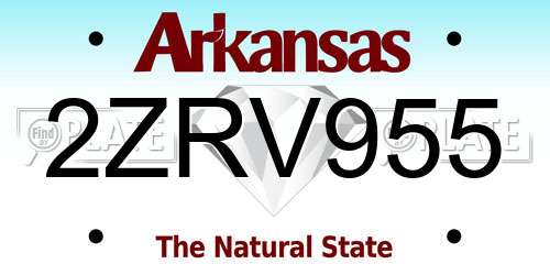 2ZRV955 Arkansas License Plate