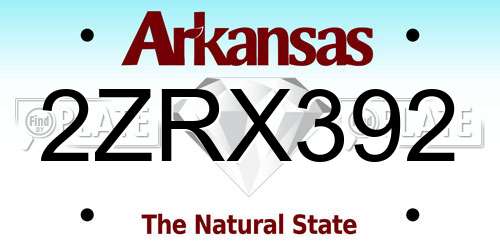 2ZRX392 Arkansas License Plate