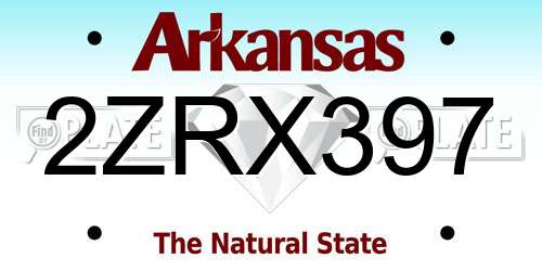 2ZRX397 Arkansas License Plate