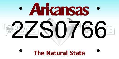 2ZS0766 Arkansas License Plate