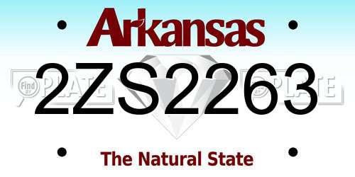 2ZS2263 Arkansas License Plate