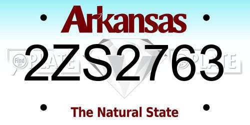 2ZS2763 Arkansas License Plate