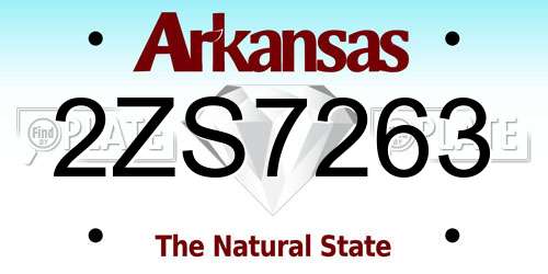 2ZS7263 Arkansas License Plate