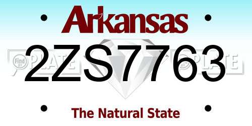 2ZS7763 Arkansas License Plate