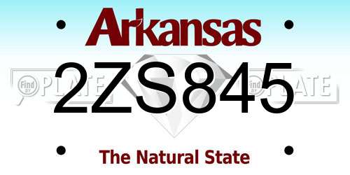 2ZS845 Arkansas License Plate
