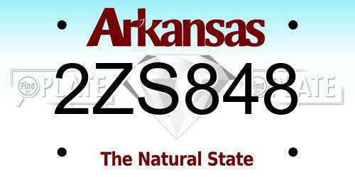 2ZS848 Arkansas License Plate