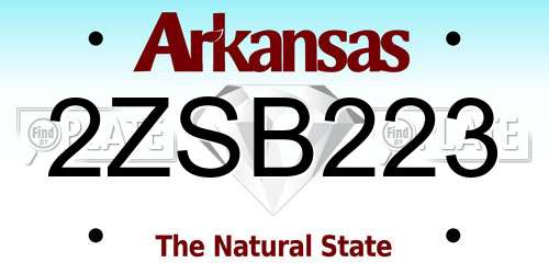 2ZSB223 Arkansas License Plate