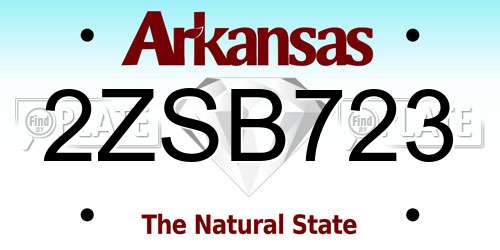 2ZSB723 Arkansas License Plate