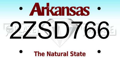 2ZSD766 Arkansas License Plate