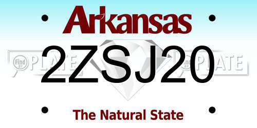 2ZSJ20 Arkansas License Plate