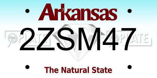 2ZSM47 Arkansas License Plate