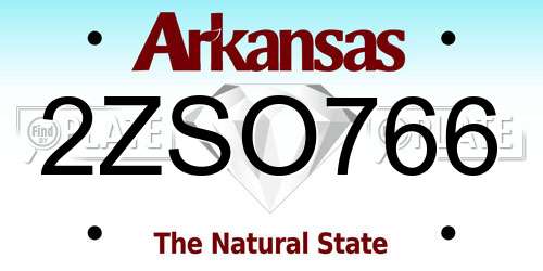 2ZSO766 Arkansas License Plate
