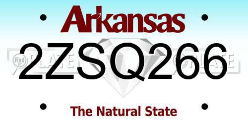 2ZSQ266 Arkansas License Plate
