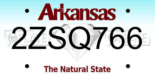 2ZSQ766 Arkansas License Plate