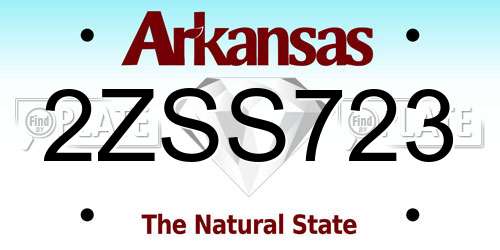 2ZSS723 Arkansas License Plate