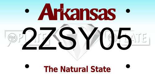 2ZSY05 Arkansas License Plate