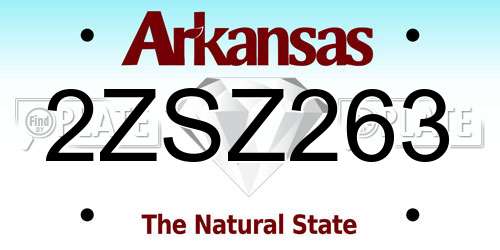 2ZSZ263 Arkansas License Plate