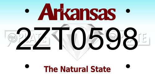 2ZT0598 Arkansas License Plate
