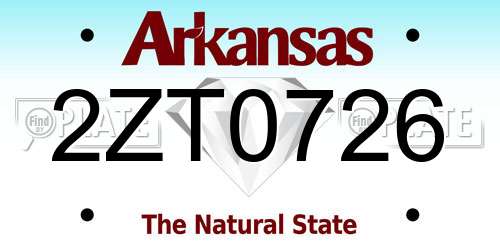2ZT0726 Arkansas License Plate