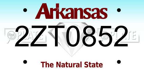 2ZT0852 Arkansas License Plate