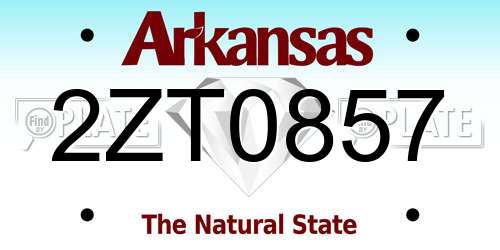 2ZT0857 Arkansas License Plate